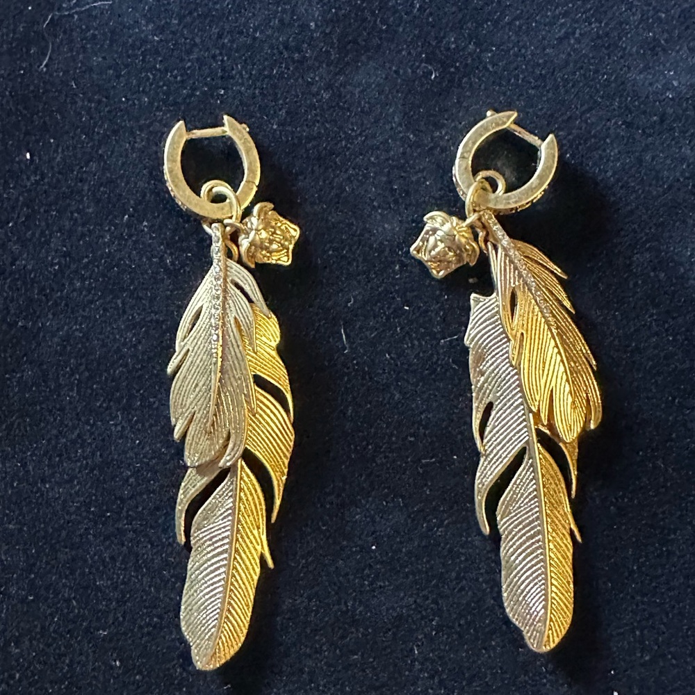 Versace Gold Feather Earrings